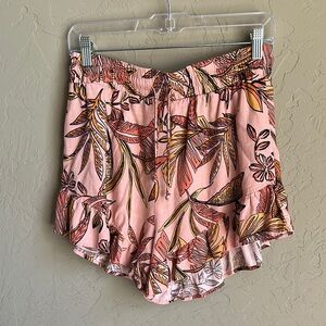 Wild fable, size,‎ medium linen, tropical, drawstring, shorts, Floral Pink coral